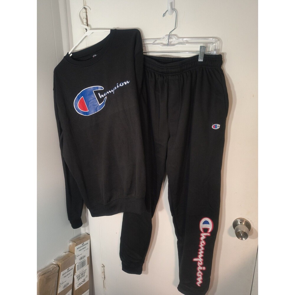 Champion Leggings Sweatpants(XL)And Hooded Sweatshirt(2XL) 2 Piece Set Black
